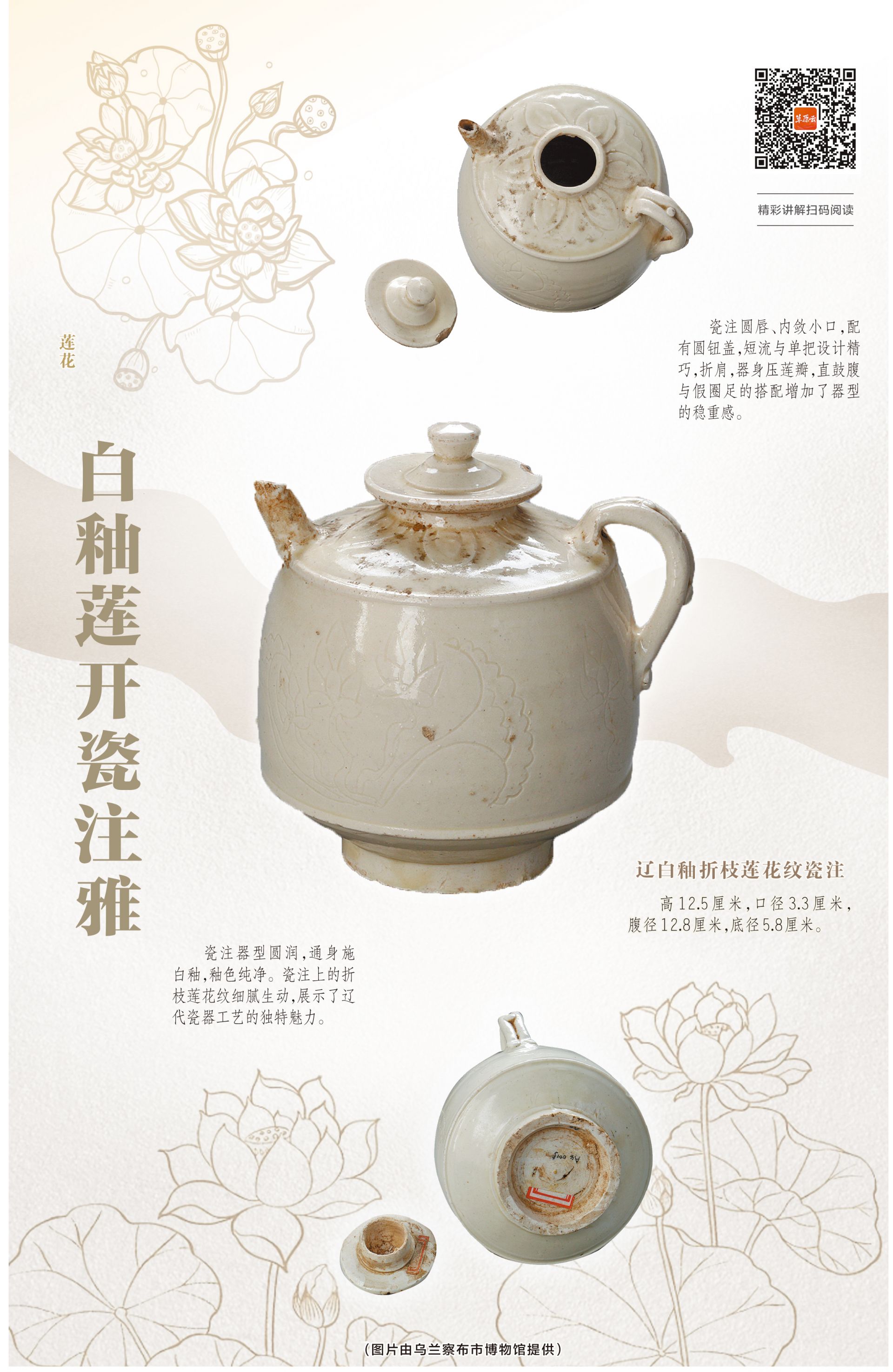 北疆文化·文物说丨白釉莲开瓷注雅